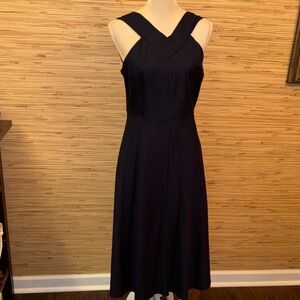 Banana Republic Navy Midi Dress linen blend fully lined size 10 NWT